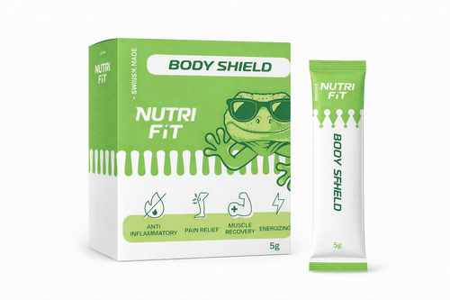 Body Shield natural anti-inflammatory supplement with turmeric, ginger, and black pepper for muscle recovery and joint mobility in convenient sachets